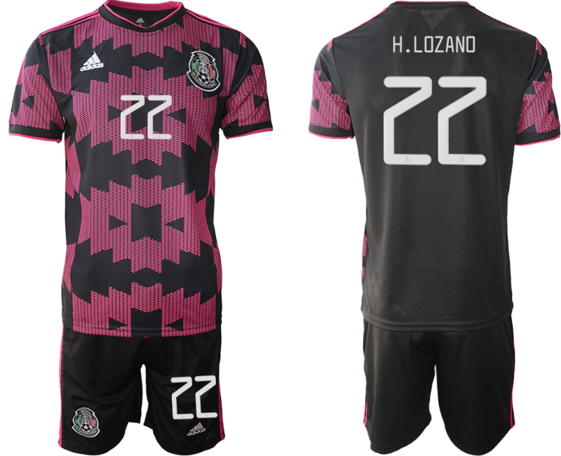 Men 2020-2021 Season National team Mexico home black #22 Soccer Jersey